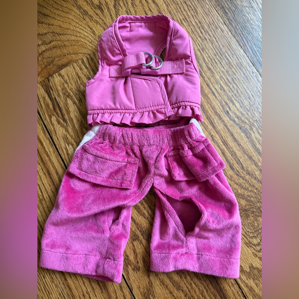 Lulu Pink dog harness XS small breed and East Side Collection wide pants